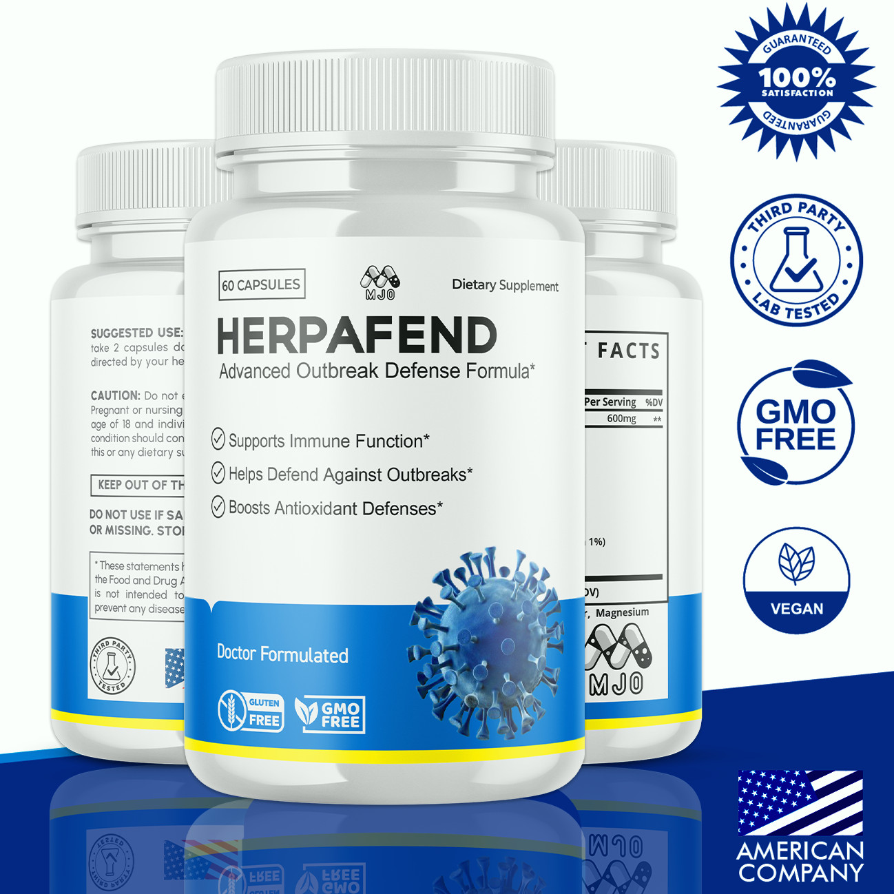(5 Pack) Herpafend Advanced Formula Skin Health, Herpa Fend Pills (60 Capsules)