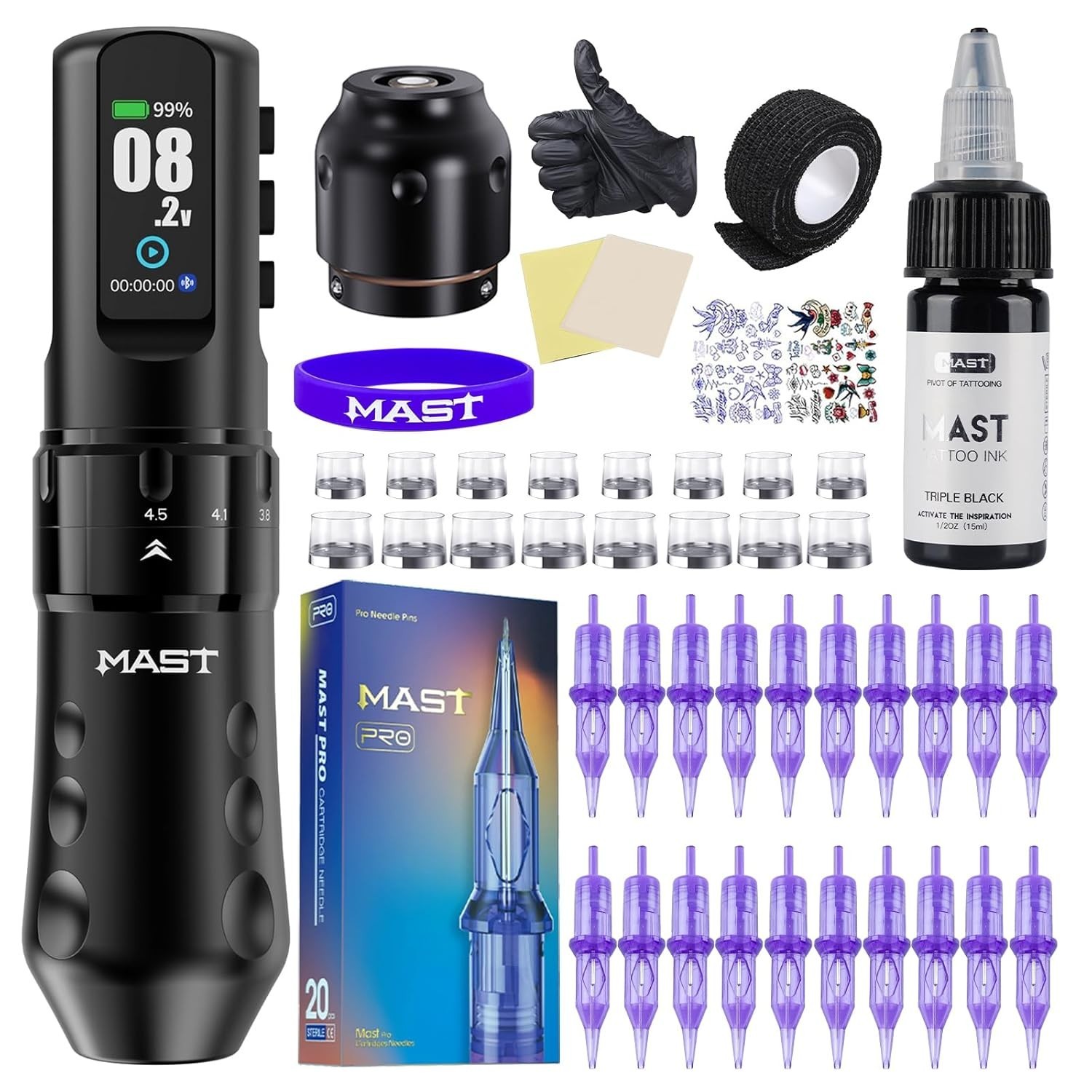 Mast Tattoo Flip4 Pro Wireless Tattoo Machine Kit Rotary Tattoo Gun 7 Adjustable