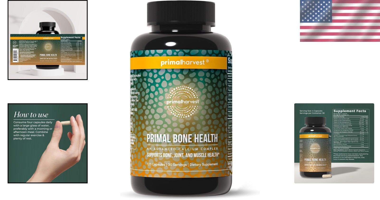 Bone Strength Supplement with Magnesium, Zinc & Turmeric – 120 Capsules –