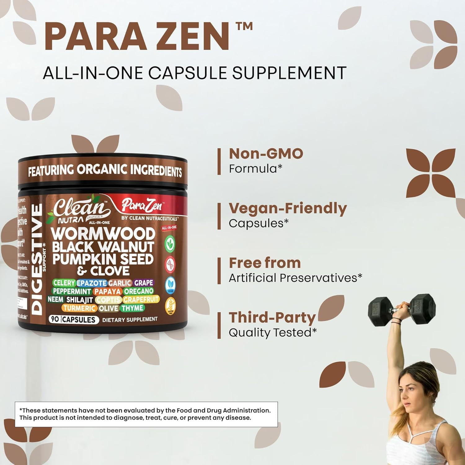 Clean Nutra Wormwood Black Walnut Pumpkin Seed Clove Oil Celery Garlic Grape Pap