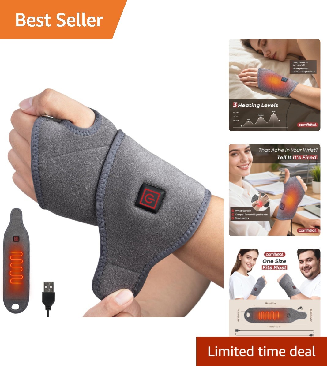 Carpal Tunnel Heating Pad – Non-Rechargeable Wrist Wrap for Effective Relief