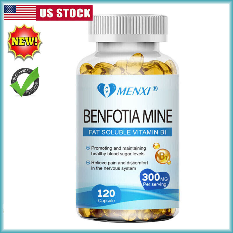 Benfotiamine Supplement 300mg 120 Capsules – Fat-Soluble Vitamin B1 (Thiamine)