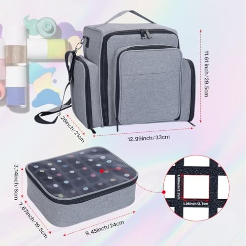 Nail Polish Organizer Holds 60 Bottles and a Nail Lamp,Portable Travel Grey
