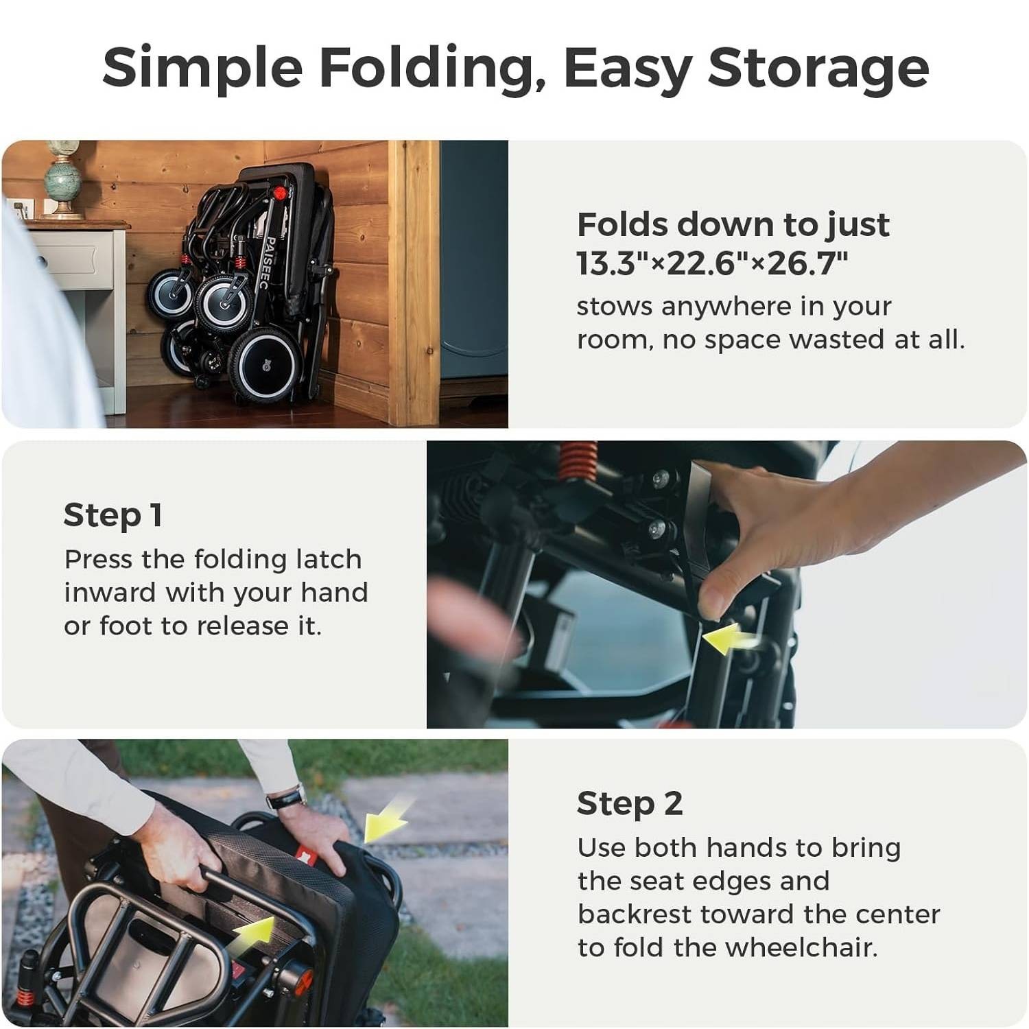 Lightweight Electric Wheelchairs for Adults & Seniors Foldable 22 Miles Range