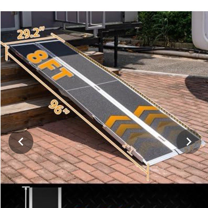 8’ Tri-Fold Aluminum Wheelchair Ramp 96in Anti-Slip Black/Silver