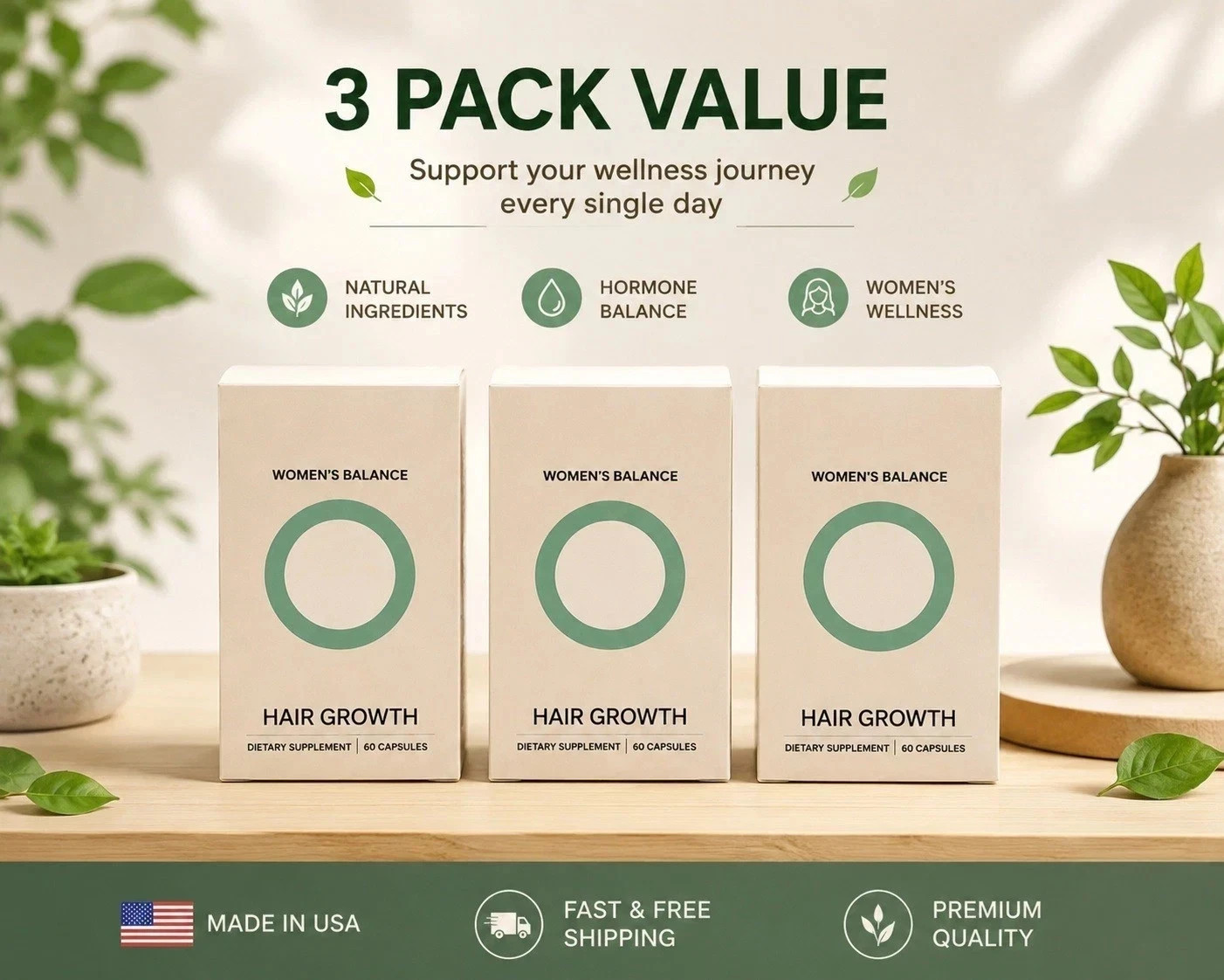 Pack of 3 Women’s Balance capsules – 3 month supply Ages 45 and Up-Free Shipping
