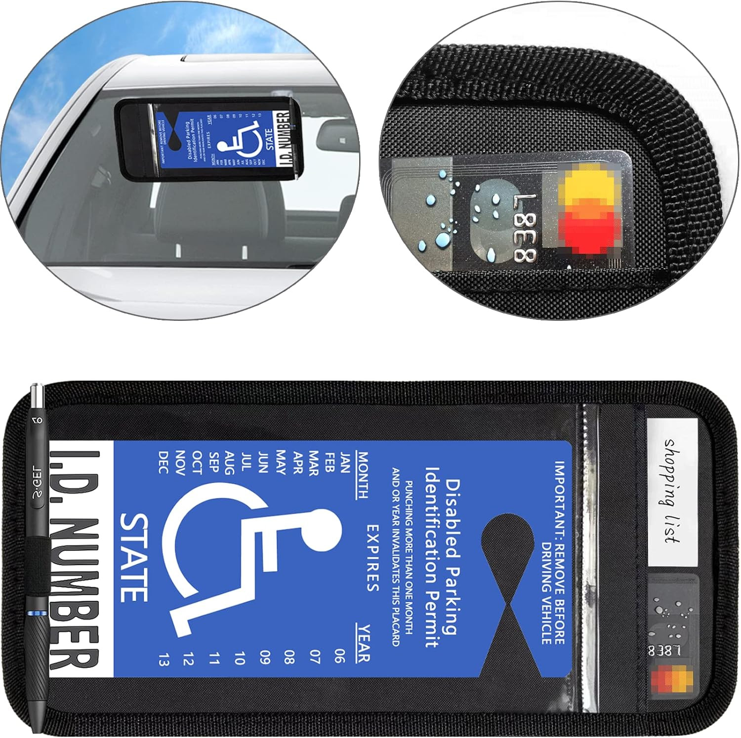 Handicap Placard Holder for Auto 1 PCS Black Visor Placard Holder Handicap Pla