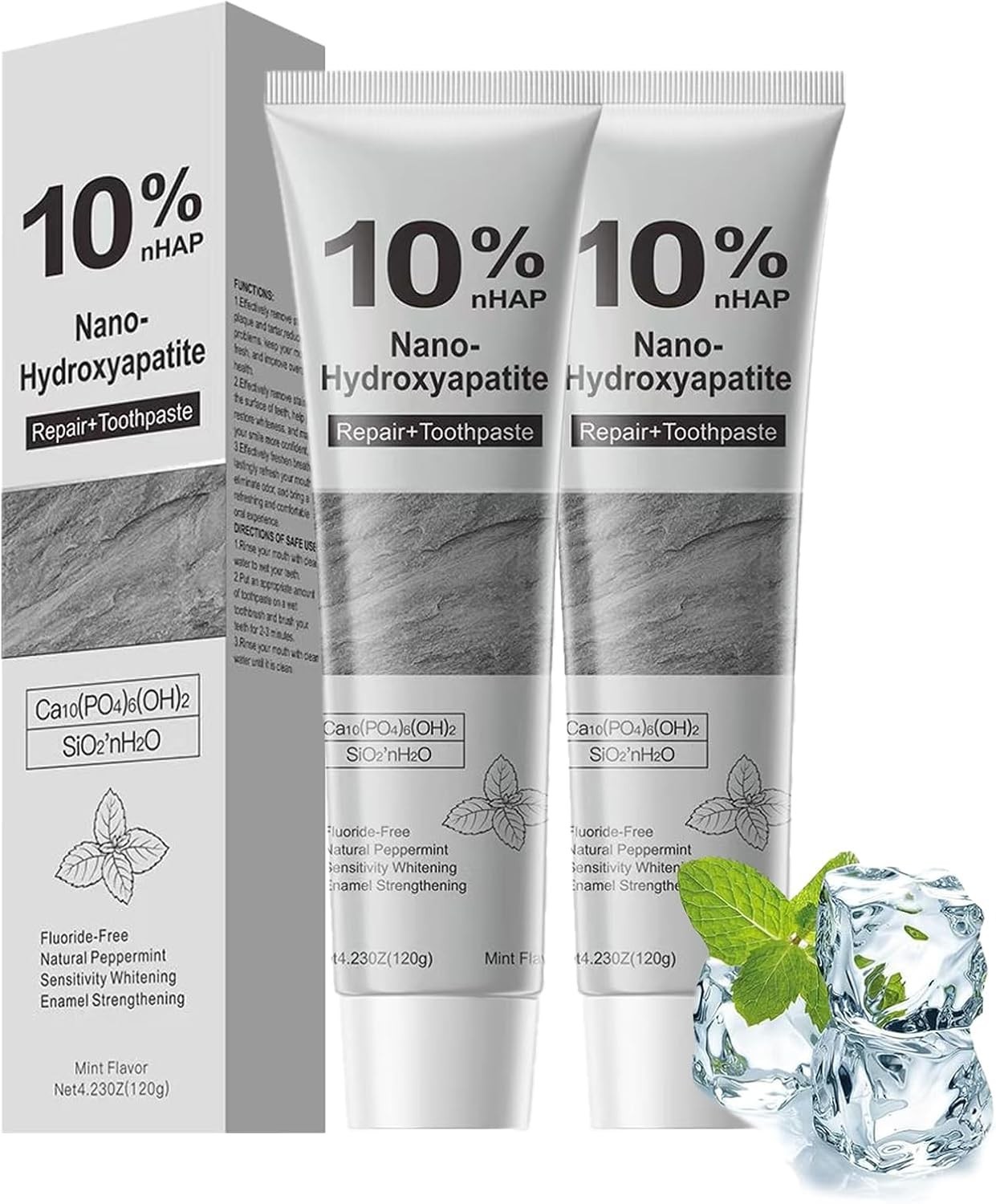 Gentle Mint Hydroxyapatite Toothpaste for Sensitive Teeth – 10% Formula, 8.46oz