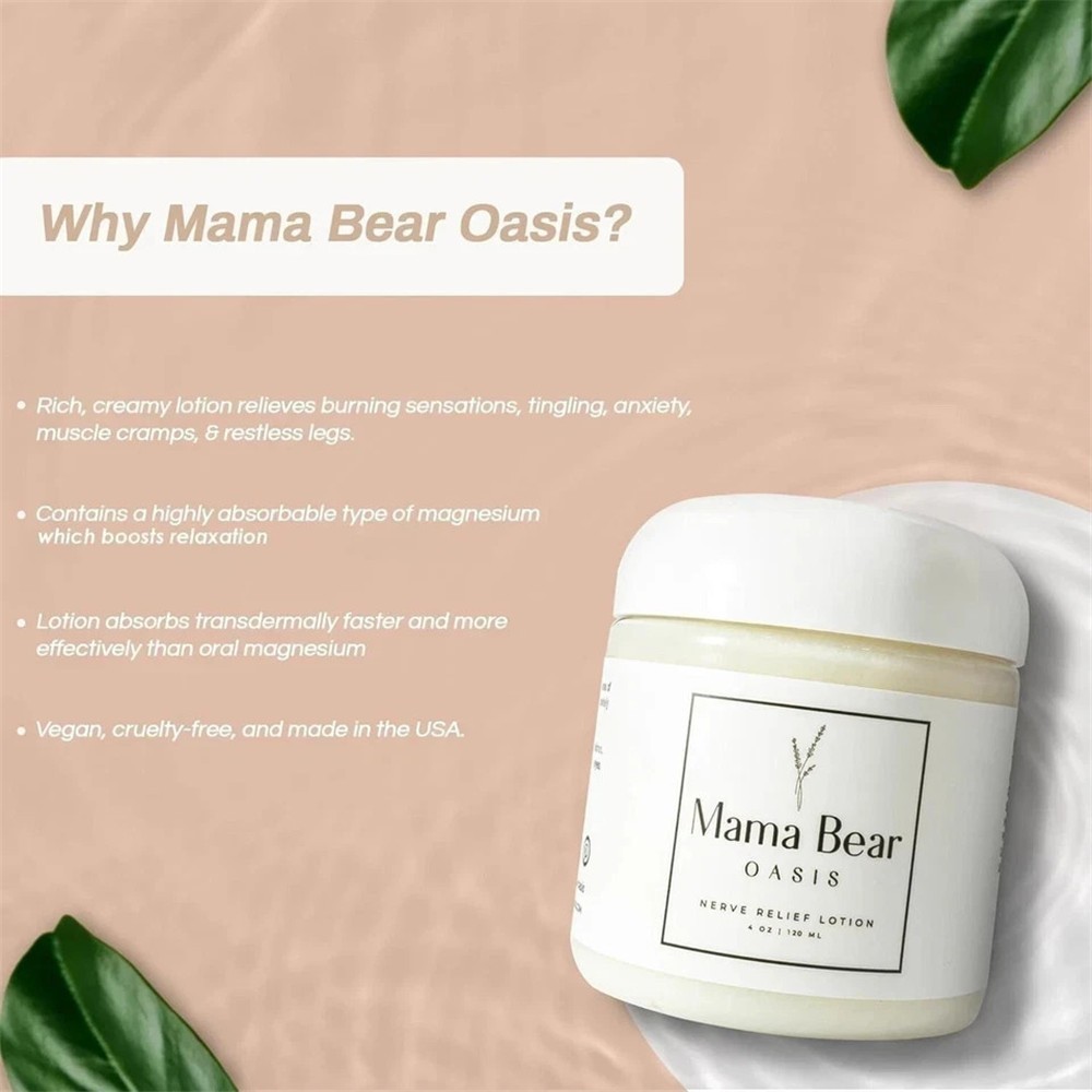 Mama Bear Oasis Lotion Neuropathy Nerve Therapy Relief Cream for Foot,Hands,Legs
