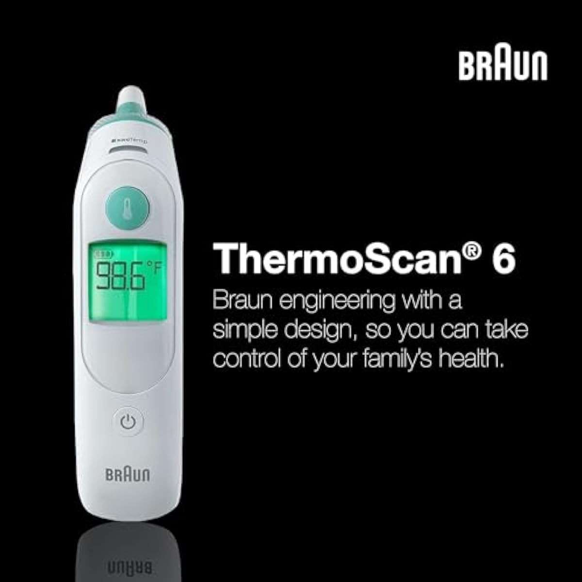 Braun ThermoScan 6 Ear Thermometer with Color-Coded Digital Display, ExacTemp St