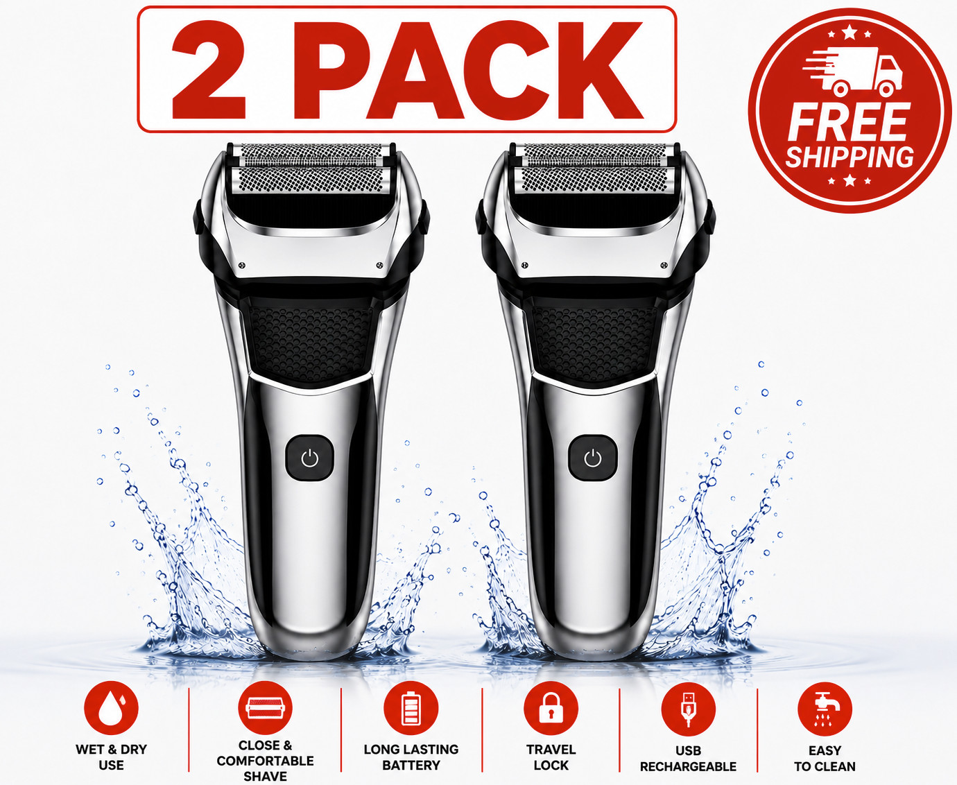2 PACK Electric Razor for Men,Shavers for Men Electric Razor Wet Dry