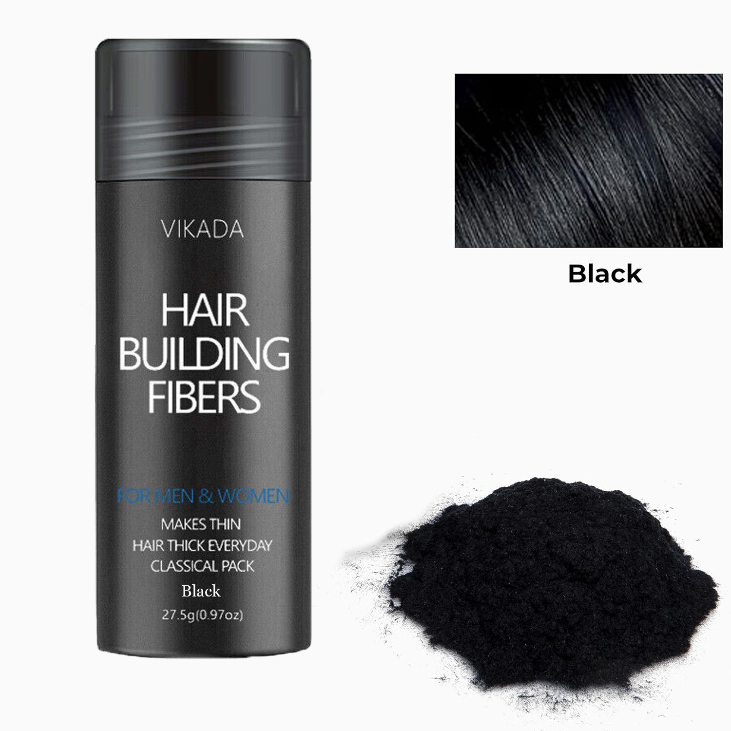 VIKADA Hair Fibers Hair Thickening Fibers Keratin Powder Hair Building 27.5g