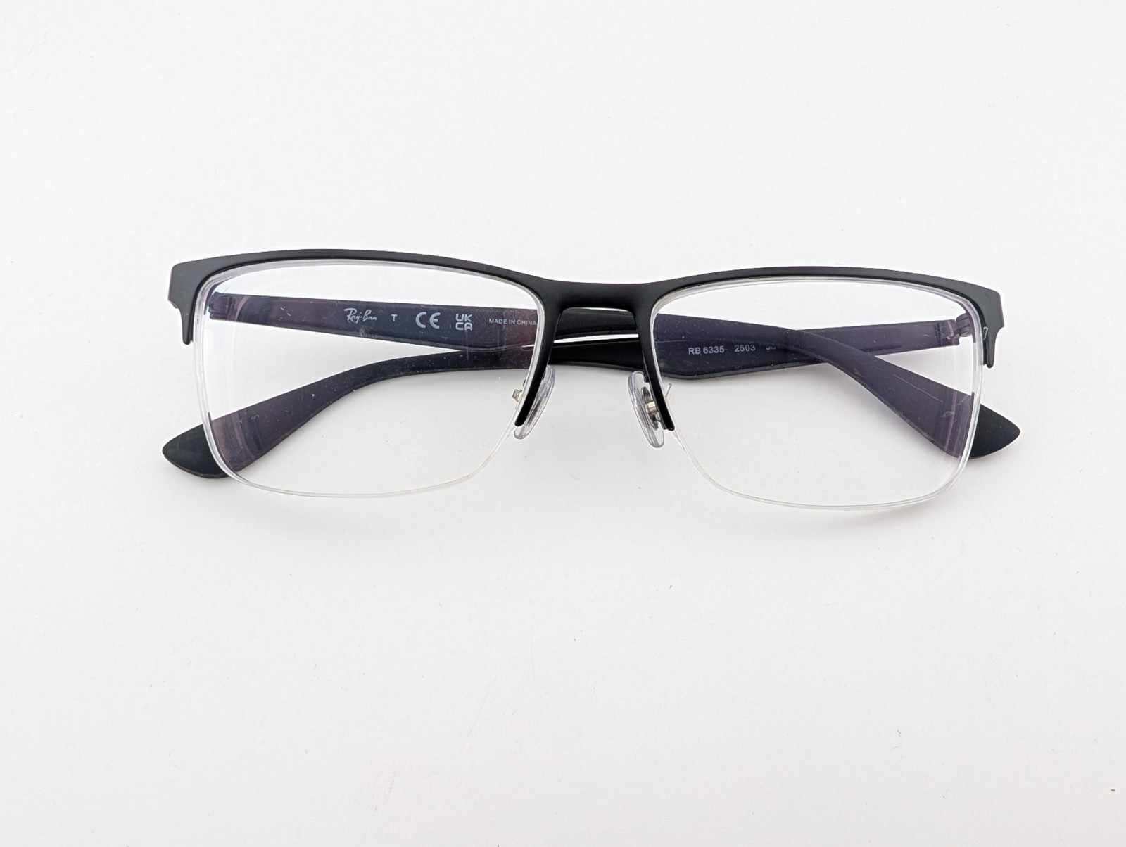 Ray Ban Eyeglasses, Frames Only, RB 6335 2503, 56-17-145, Black, Half Rim