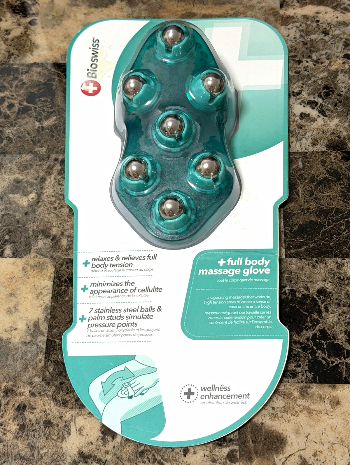 Bioswiss Full Body Massage Glove 7 Stainless Steel Balls Handheld Manual