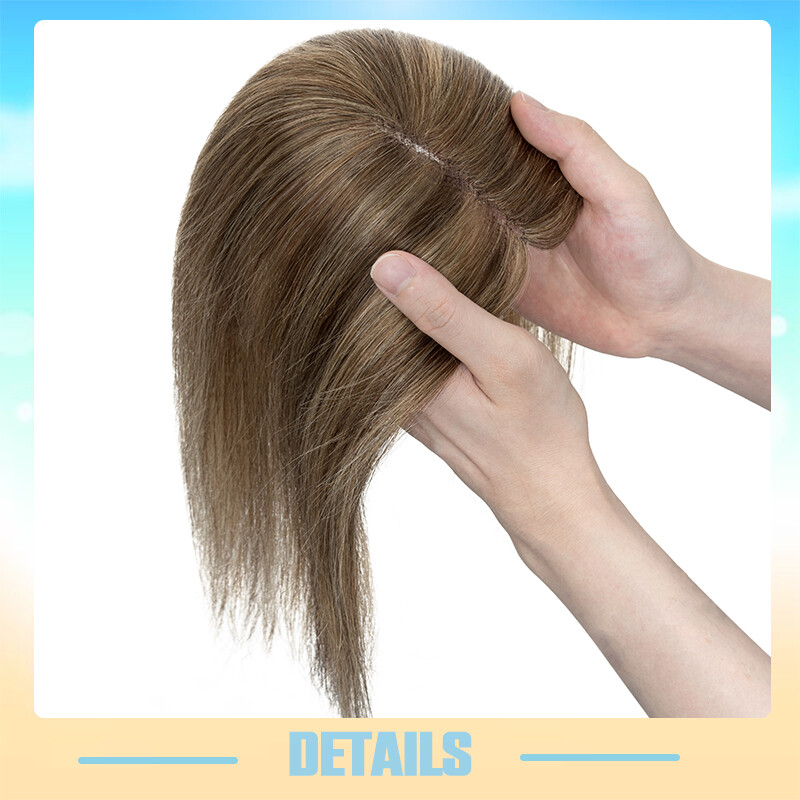 Free Part Full Lace Topper Hairpiece Clip in 100% Remy Human Hair Piece Toupee