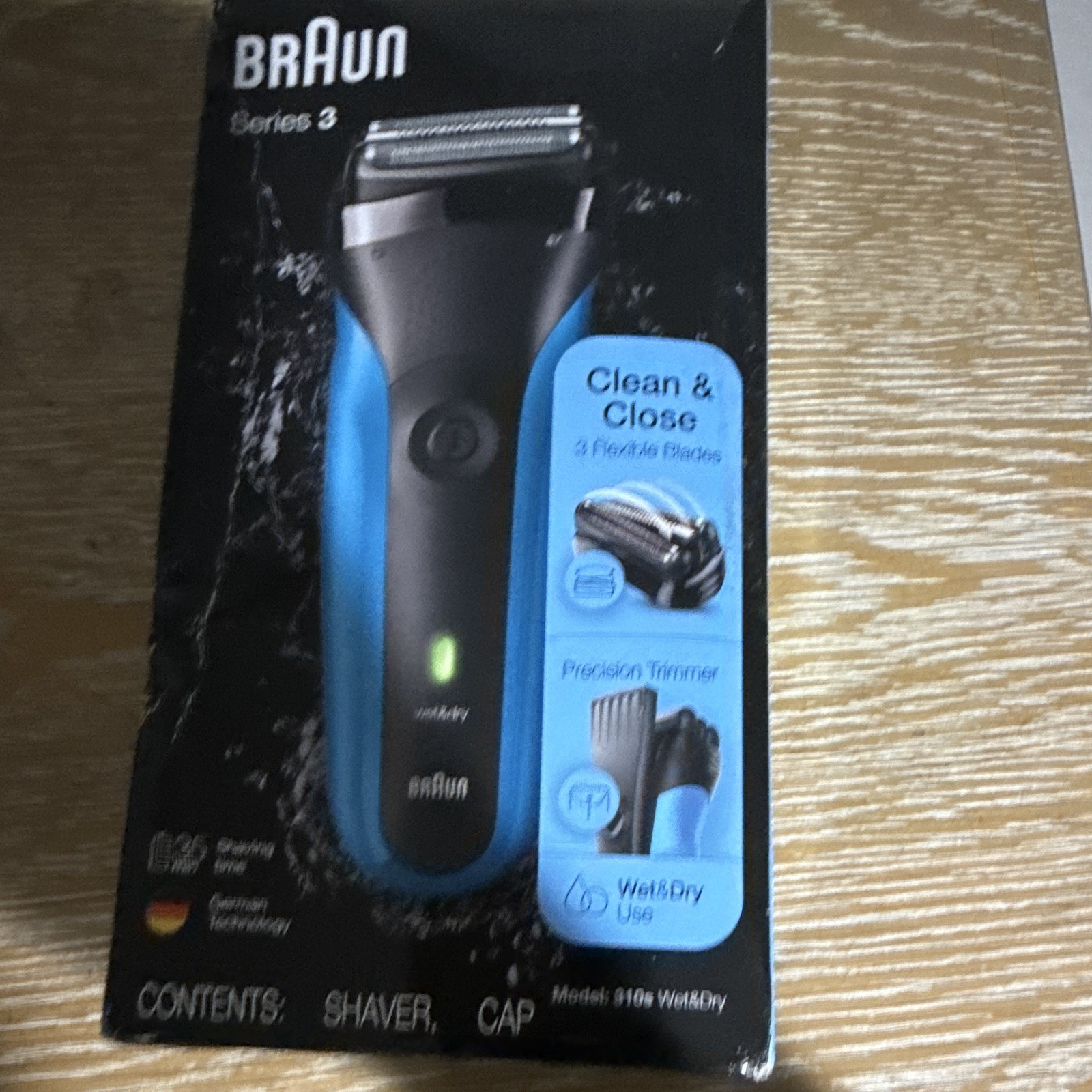 Braun Series 3 310s Wet/Dry Rechargeable Foil Shaver Trimmer Black/Blue Men