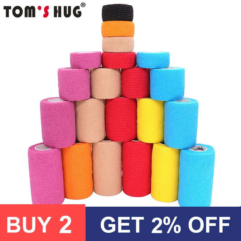 18 Colors Self Adhesive Elastic Sports Bandage Wrap Athletic Support Tape