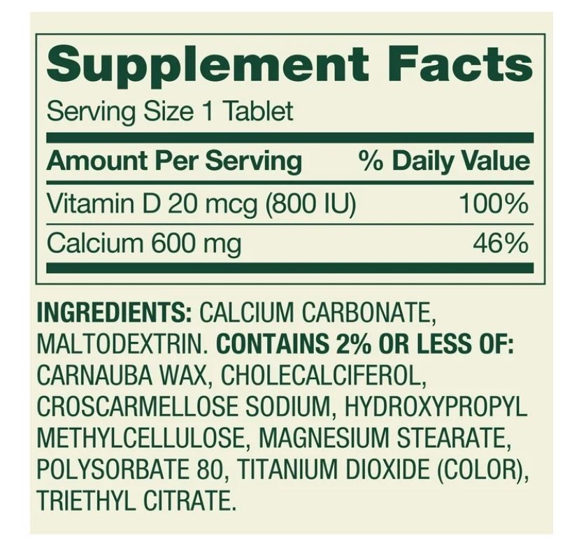Spring Valley Calcium Plus Vitamin D Tablets, 600 mg, 500 Count