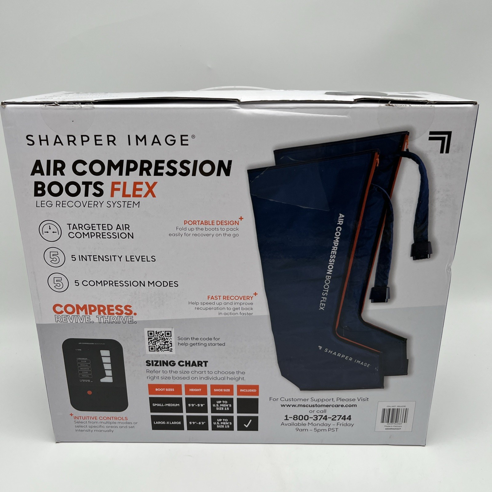 Sharper Image Air Compression Boots Flex Leg Recovery System Large/XL 5’9”-6’3”