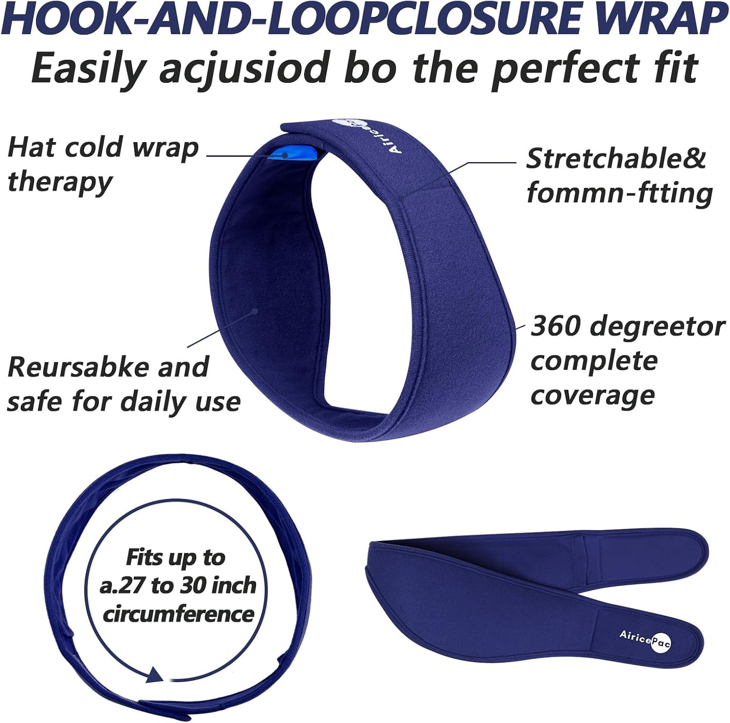 AiricePac Wisdom Teeth Ice Pack Head Wrap, Face Ice Pack for Jaw Oral Surgery