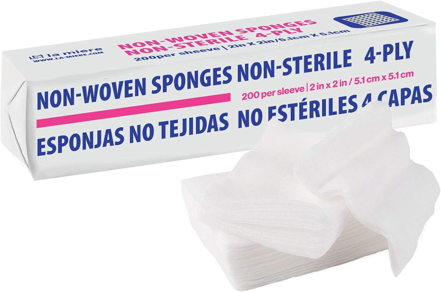 4″X4″ 200 Pack Non-Woven Sponges 4-Ply Medical Sponges Non-Sterile