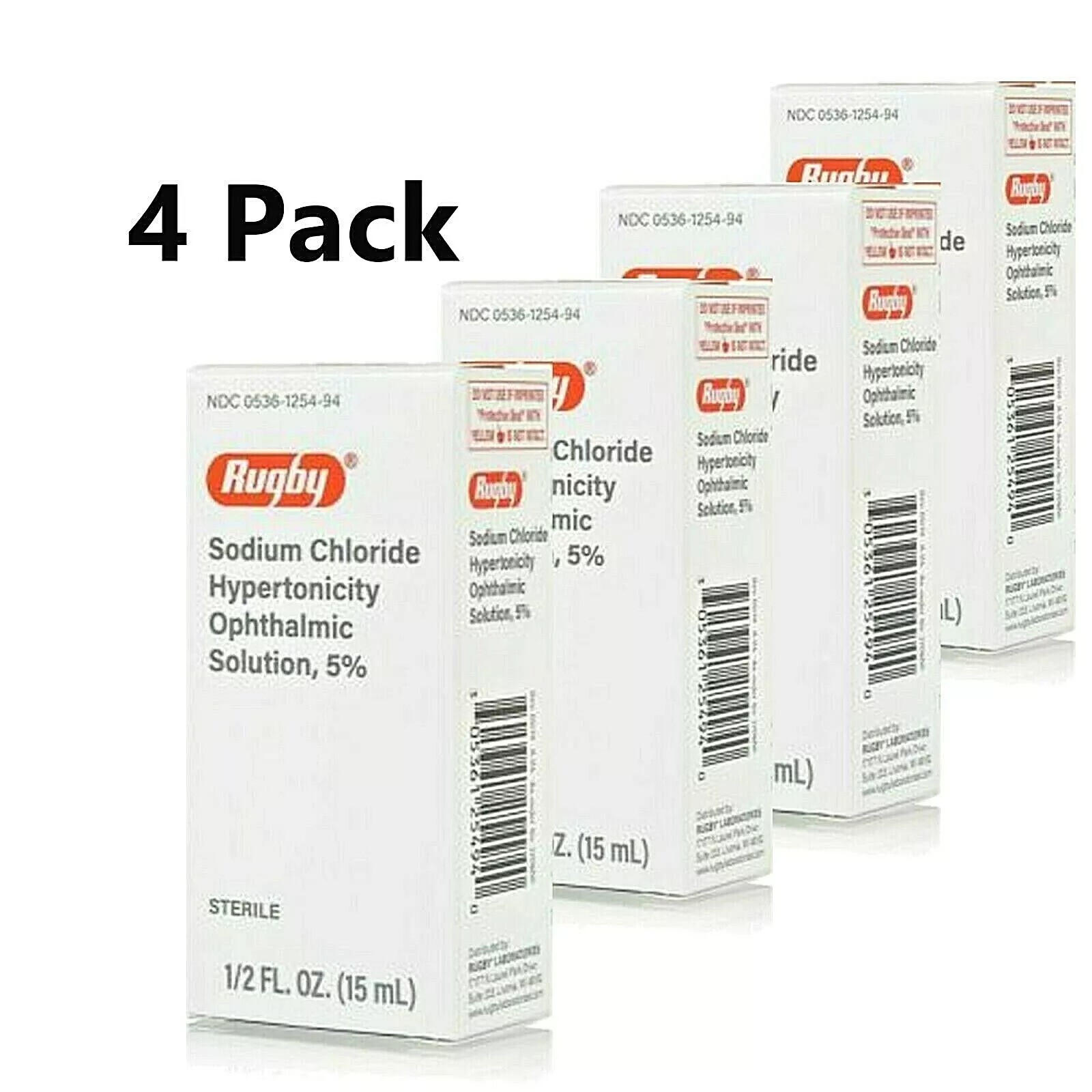 4 Pack Generic Muro128 Rugby Sodium Chloride 5% Ophthalmic Sol Eye Drops 15mL