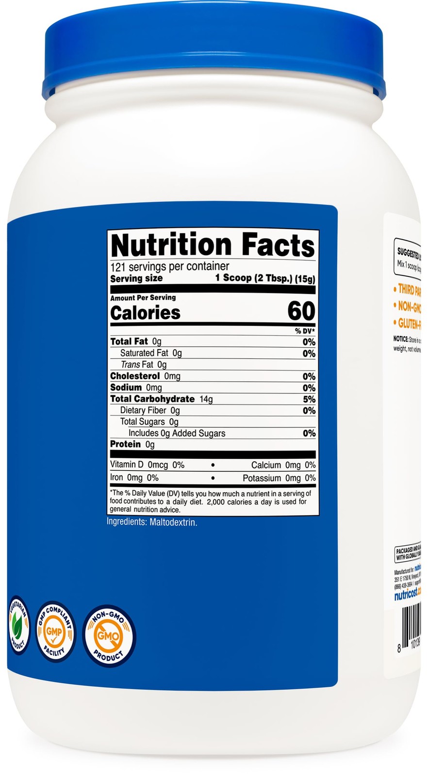 Nutricost Maltodextrin Powder 4LBS – Gluten Free, Non-GMO 4 Pound (Pack of 1)