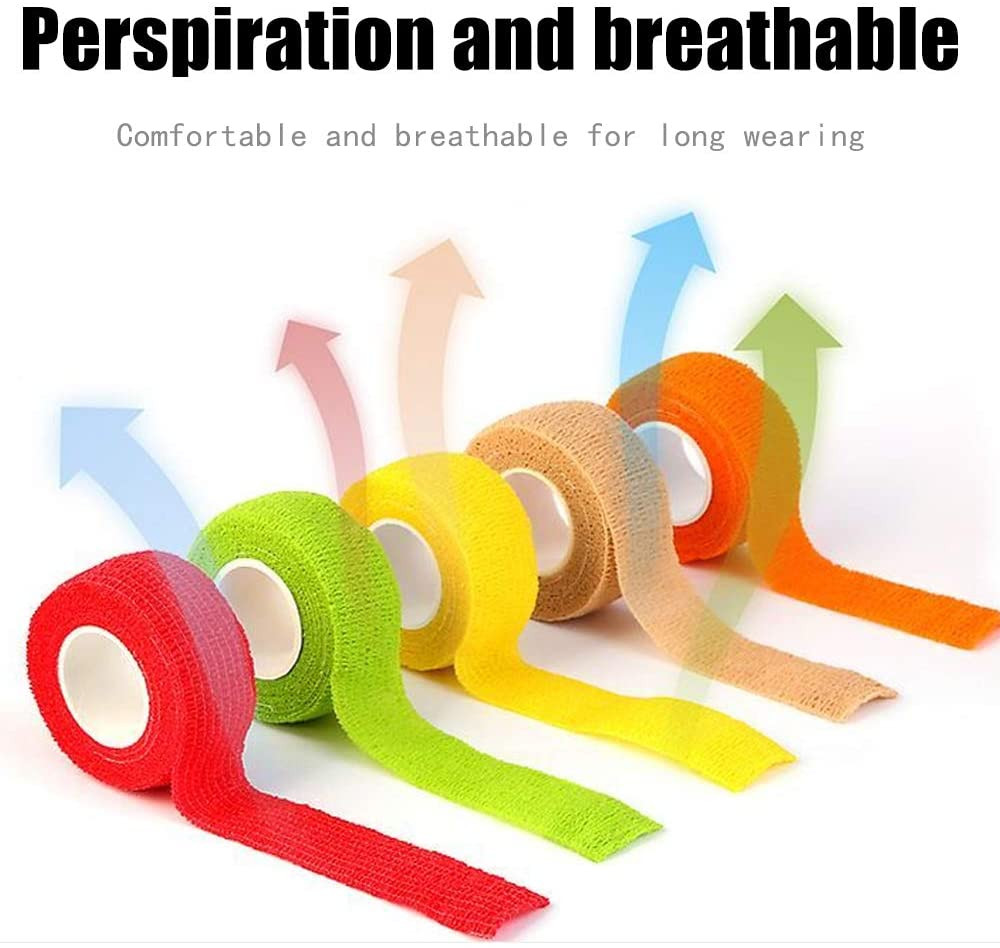 (12-Pack) 1” X 5 Yards | Self Adhesive Bandage Wrap, Athletic Elastic Cohesive