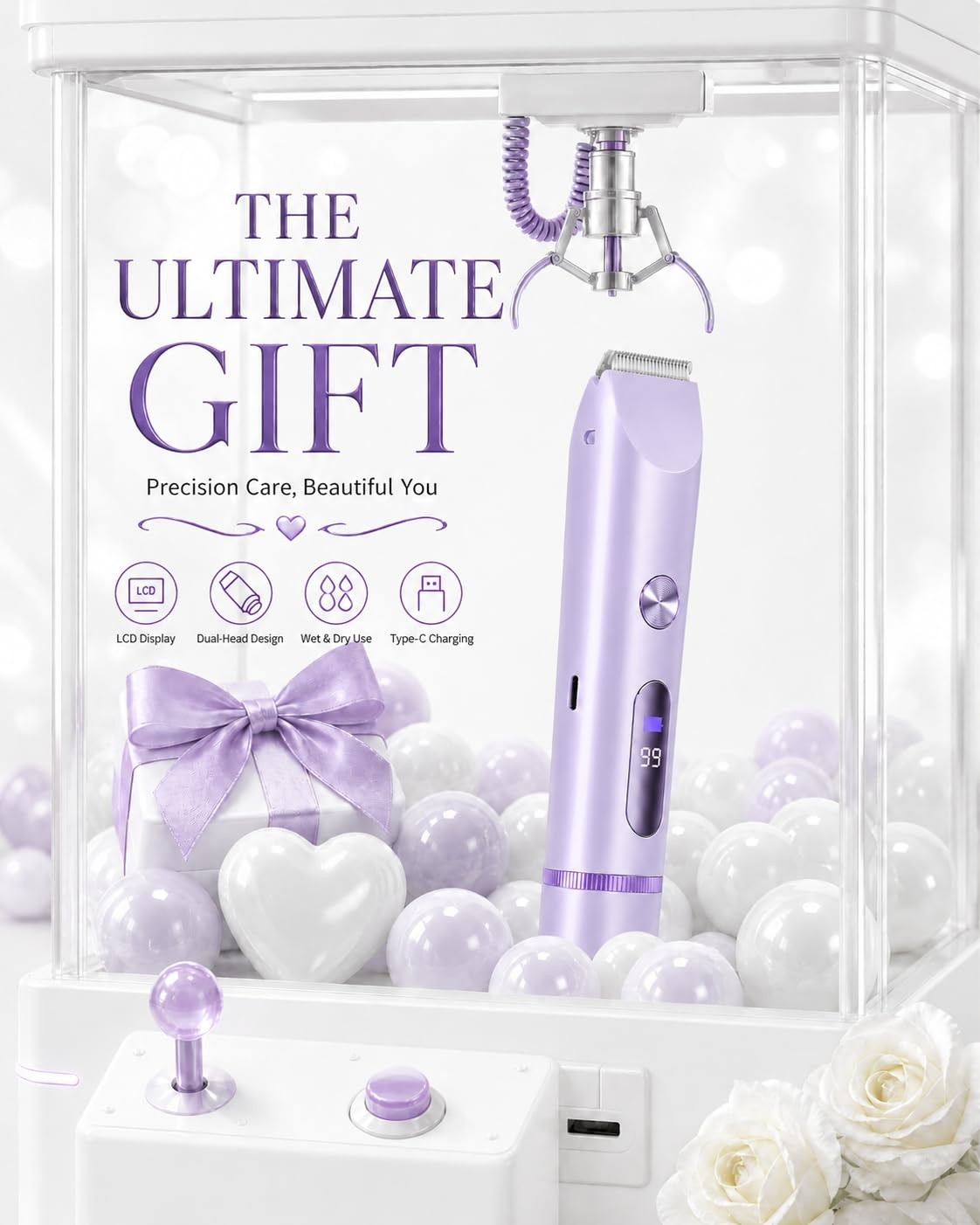 AiooTisu 2-in-1 Bikini Trimmer for Women – USB-C Fast Charging, 90-Min Purple