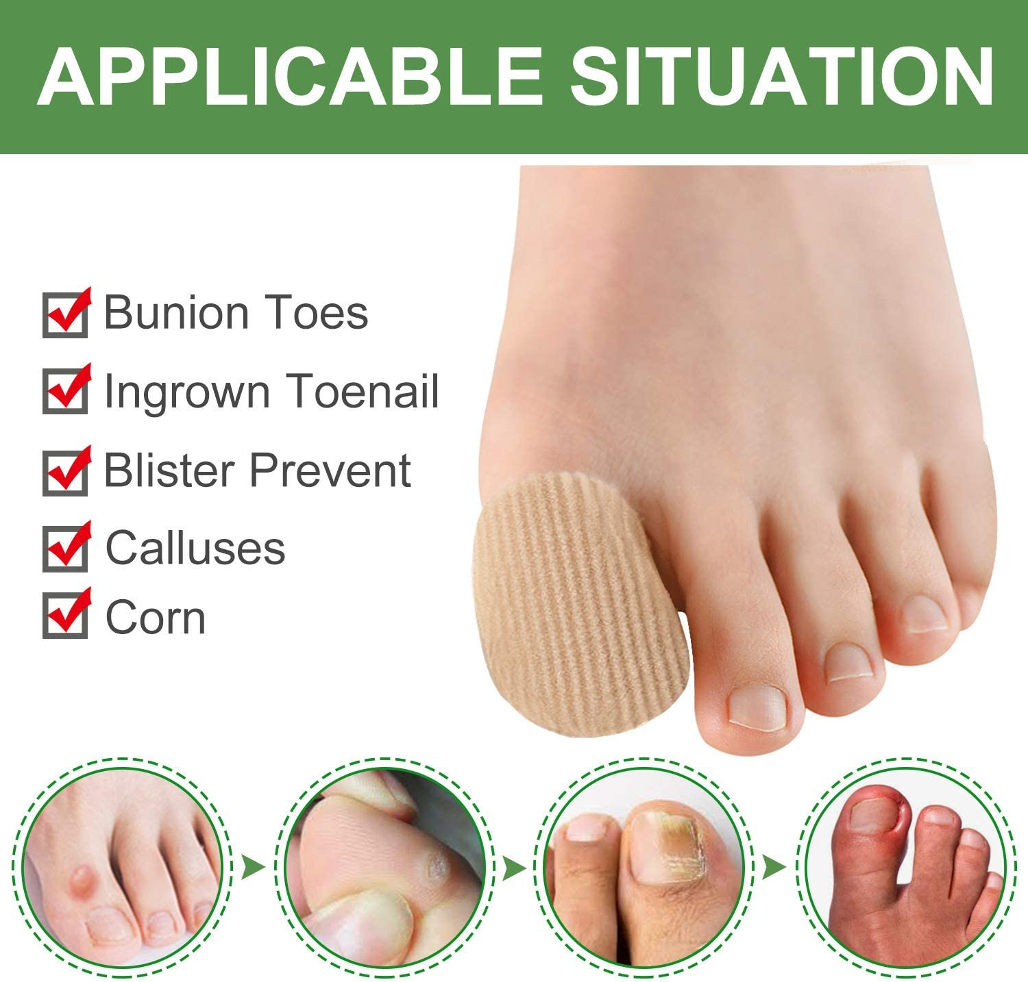 10Pack Toe Caps Closed Toe Surface Fabric Sleeve Protectors with Gel Lining, Pre