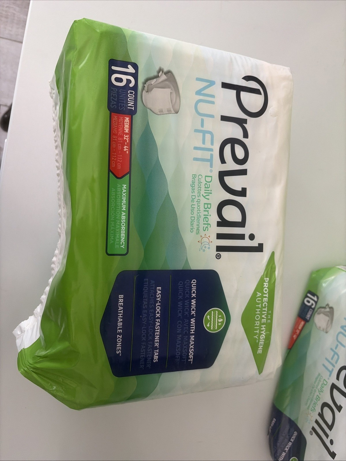 Prevail Nu-Fit Daily Adult Briefs, Size Medium, 16 Count Each Lot Of 4
