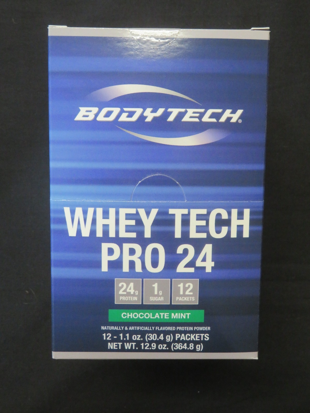 12-Count Box of Bodytech Whey Tech Pro 24 Chocolate Mint 12.9 Oz