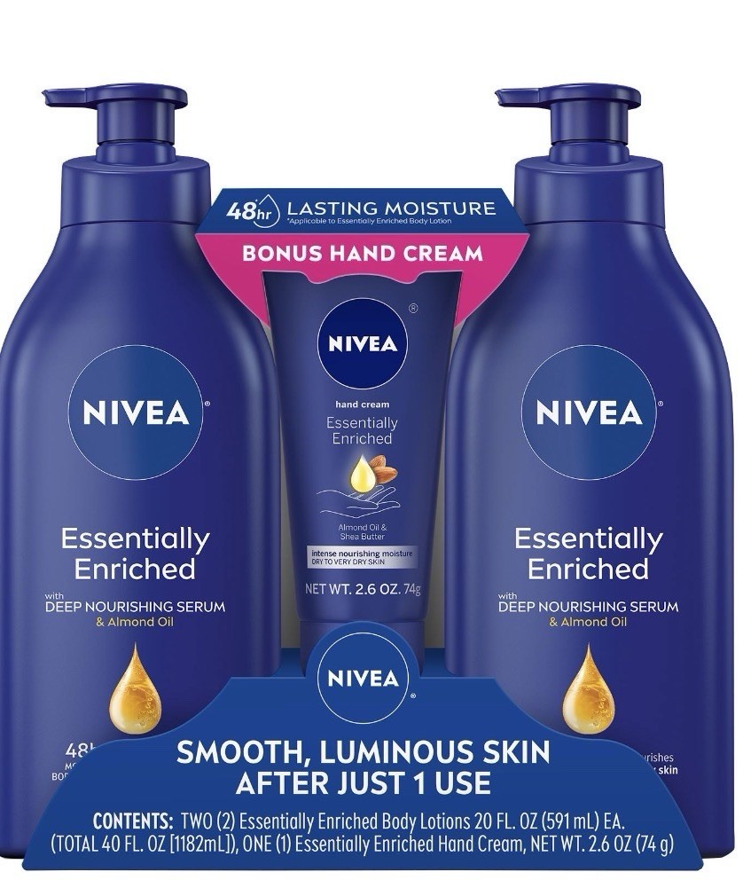 Nivea Essentially Enriched Body Lotion and Hand Cream Variety Pack (2×20 oz. …