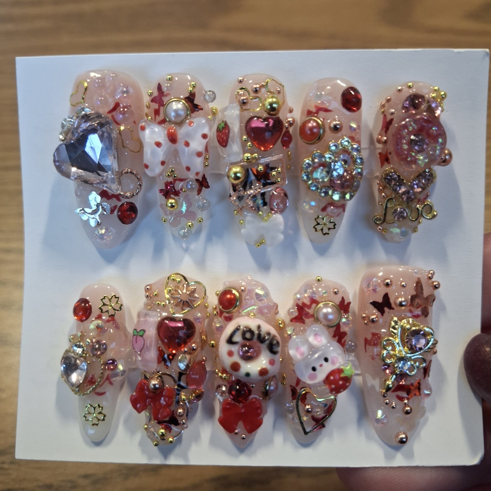 Handmade Cupid’s Chaos Presson Nails, Sized Medium, Special Occasion, New