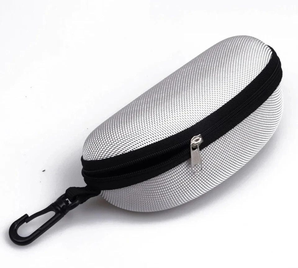 Portable Sunglasses Eyeglasses Case Zipper Hard Shell Box With Clip Black
