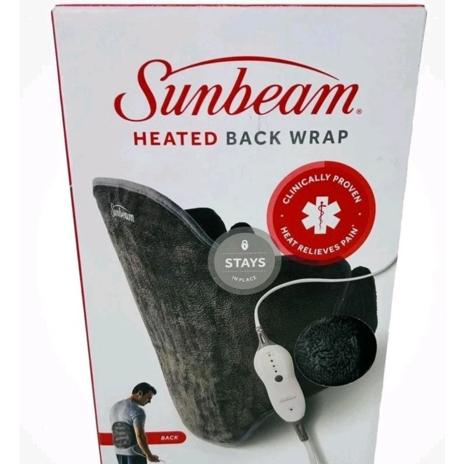 Sunbeam Heated Back Wrap Pain Relief Heating Pad 1 Pack New