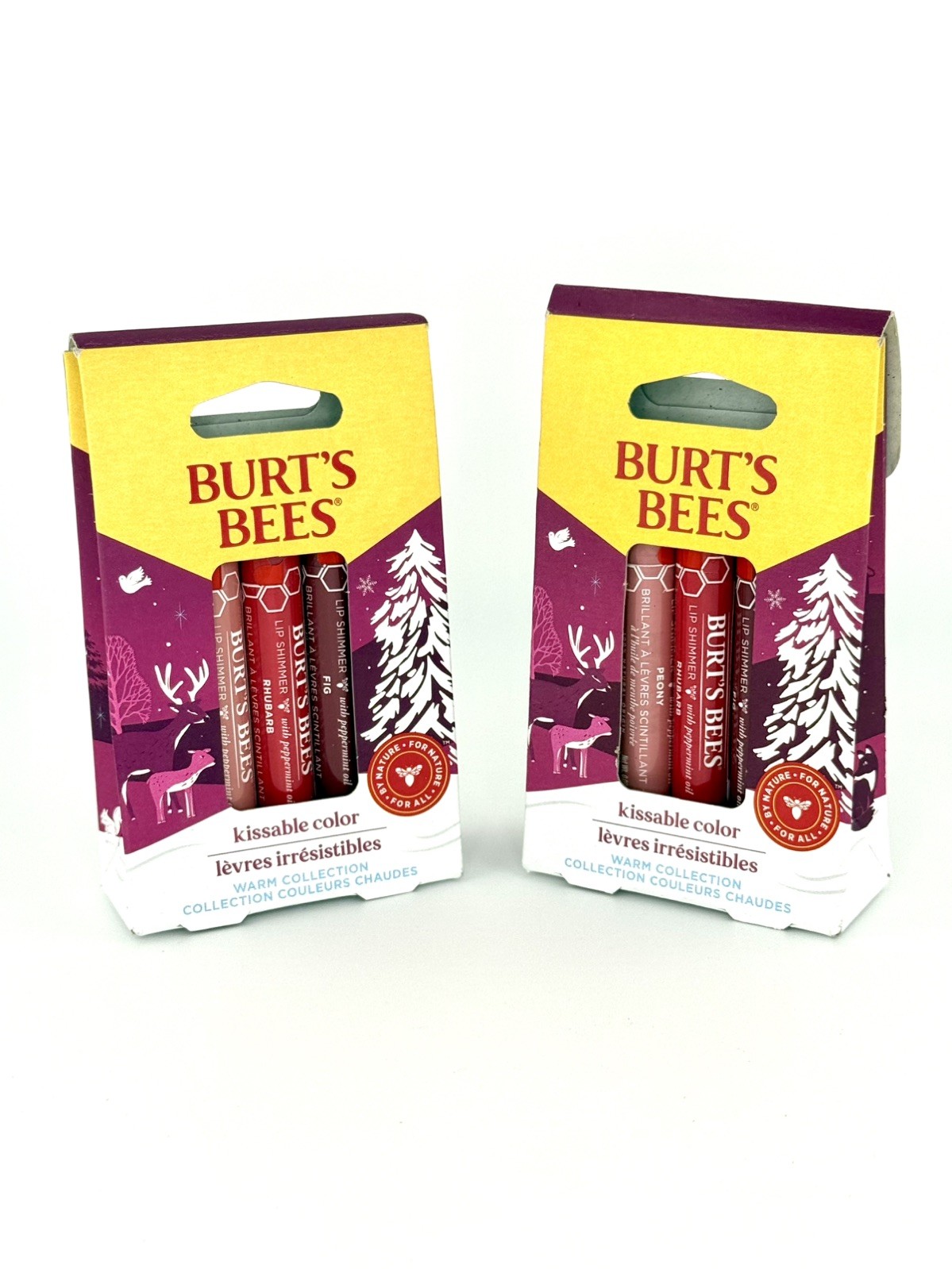 Burts Bees Kissable Color Warm Collection Lip Shimmers Bee Merry Lot of 2