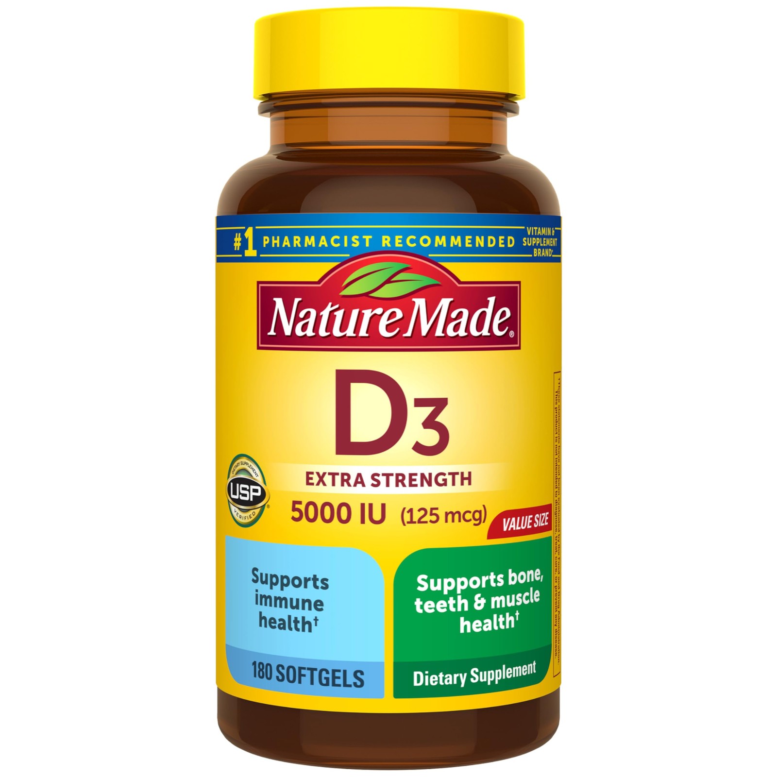 Vitamin D3 5000 IU (125 mcg) Softgels, Extra Strength Vitamin D Supplement