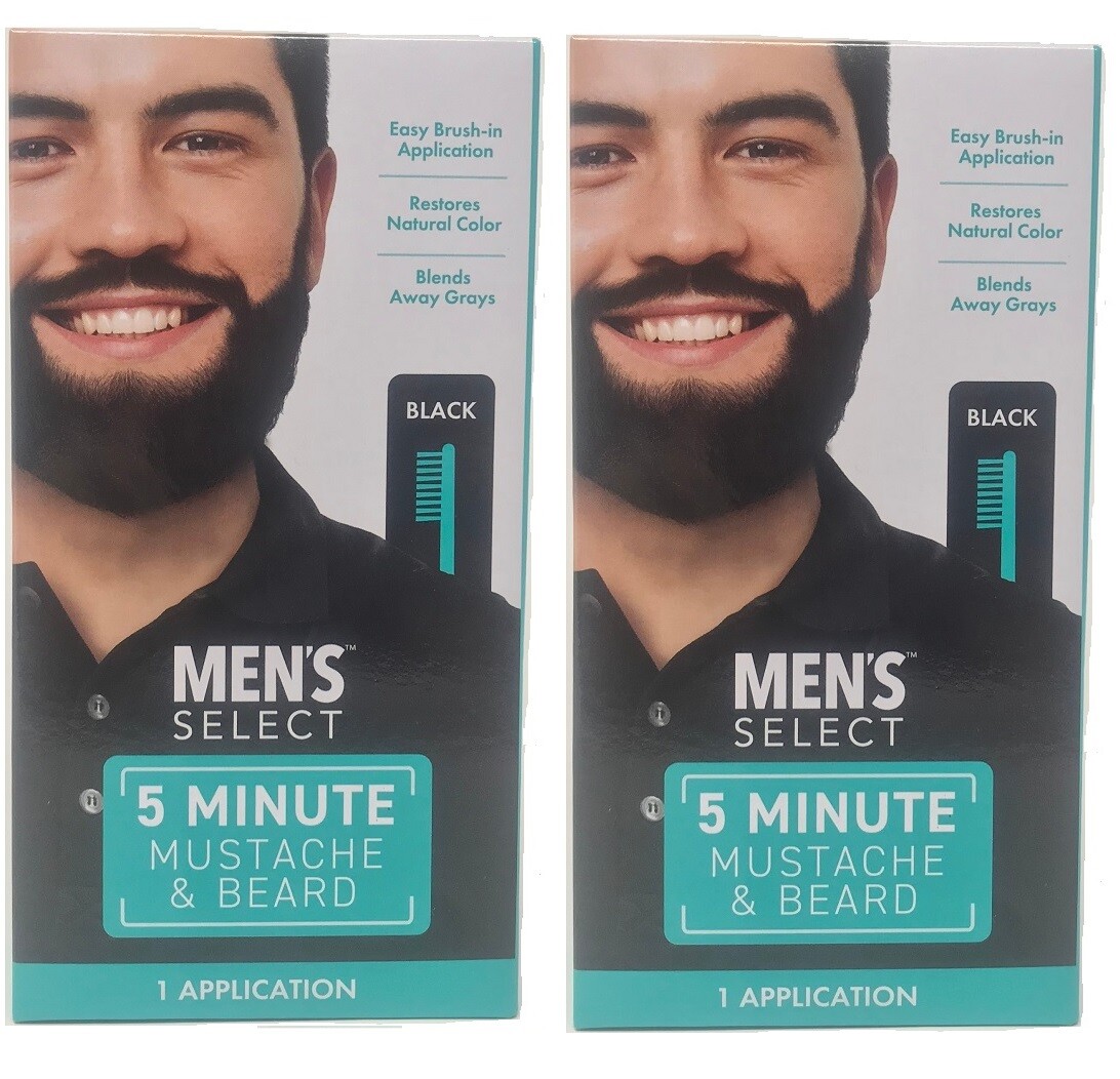 2pk Men’s Select Mustache and Beard Hair Color Dye 5 minute Black or Dark Brown