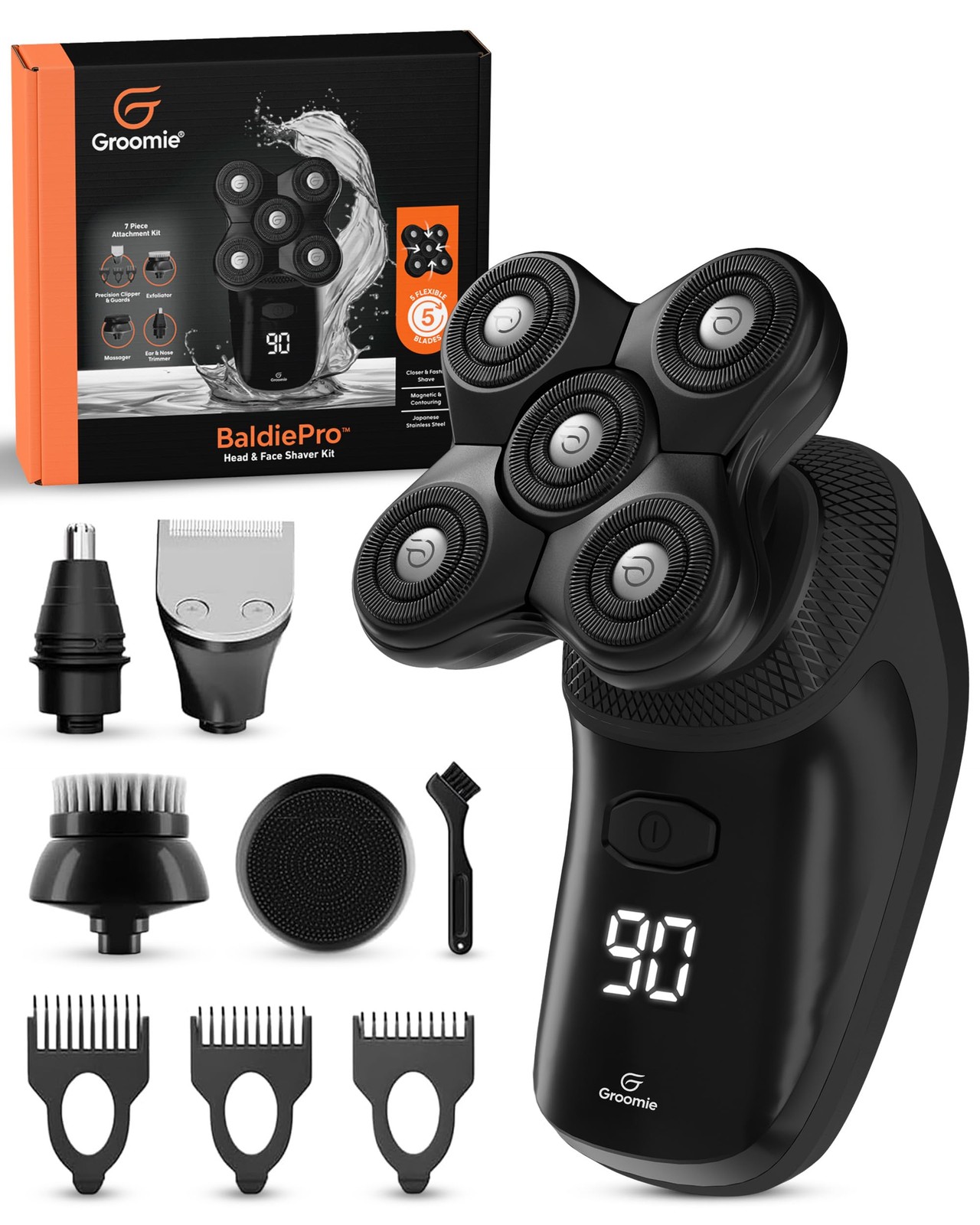 Groomie Cordless Bald Head Shavers for Men, BaldiePro Baldiepro Full Kit