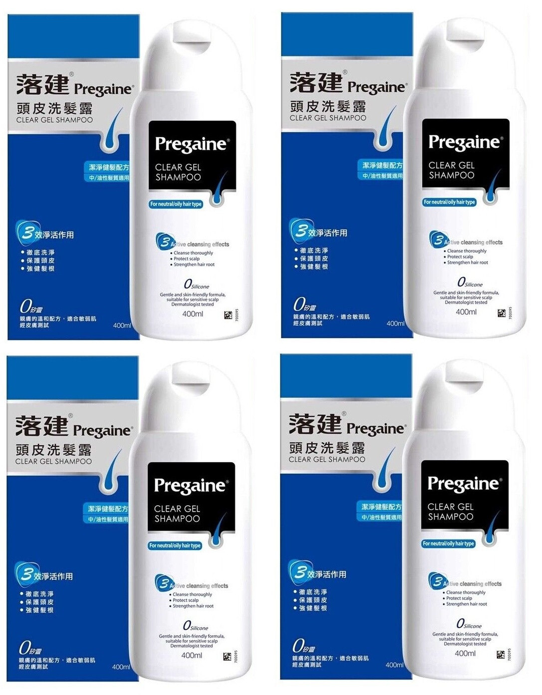 4 PCS PREGAINE Clear Gel Shampoo For Thinning Hair Loss ROGAINE 400ml