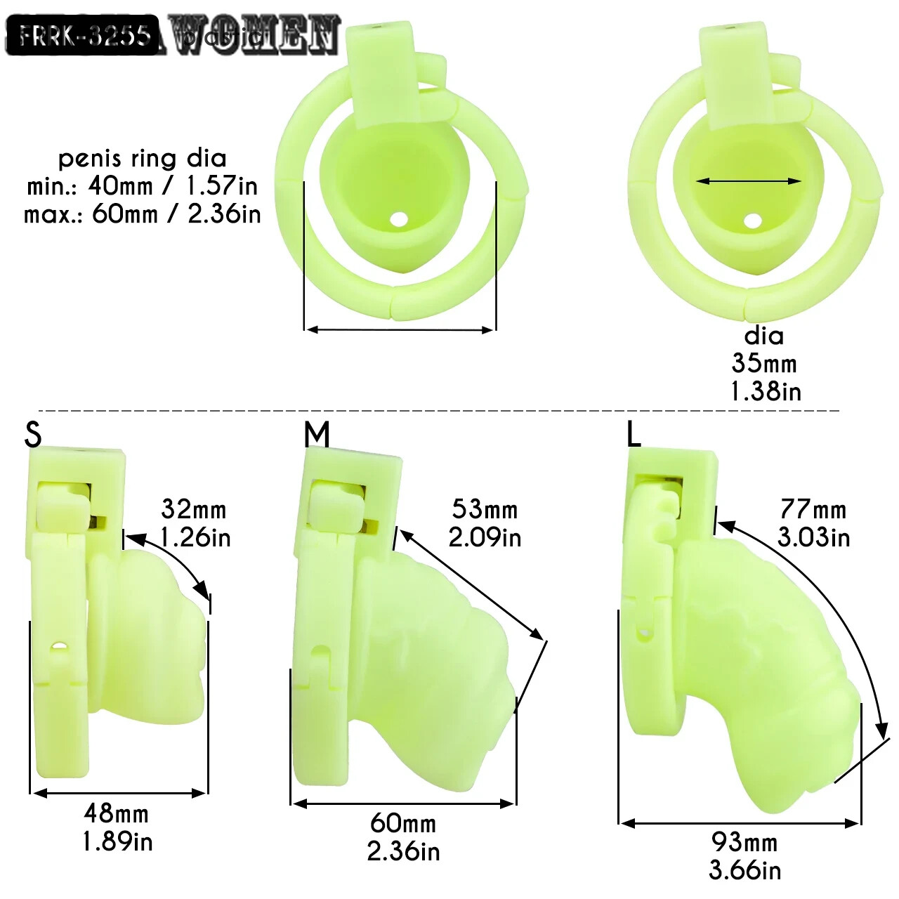 Chastity Cage with Metal Combination Plastic Cage with Self-Adjusting Snap Rings