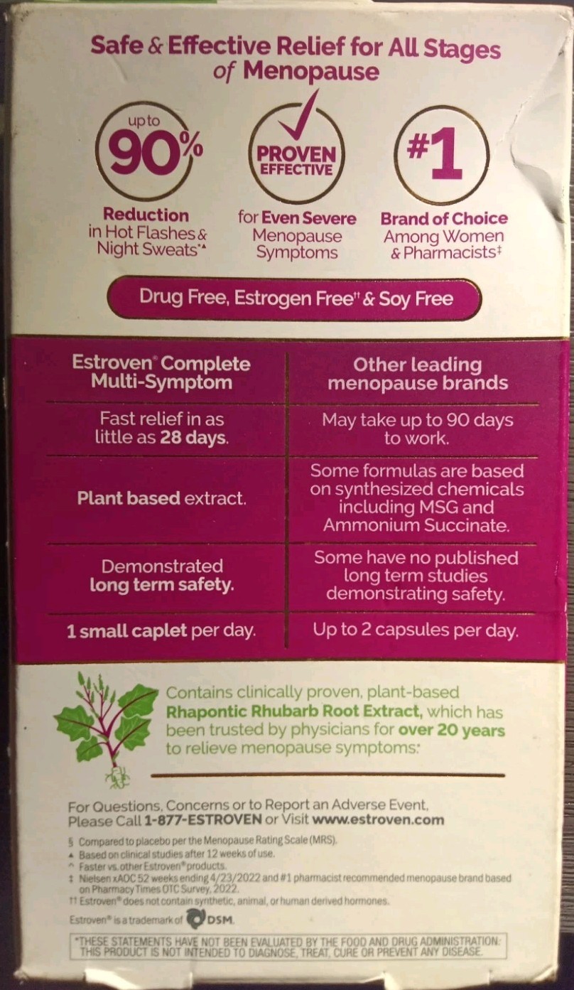 LOT 2 ESTROVEN COMPLETE MULTI-SYMPTOM MENOPAUSE UP 2 90% RELIEF 28 X2 56 CAPLETS