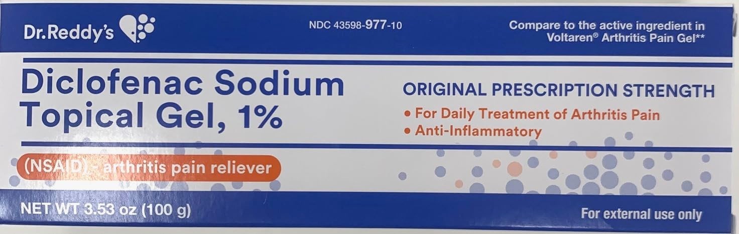 Generic Arthritis Pain Diclofnac Gel 1% 100grams Box Dr. Reddy