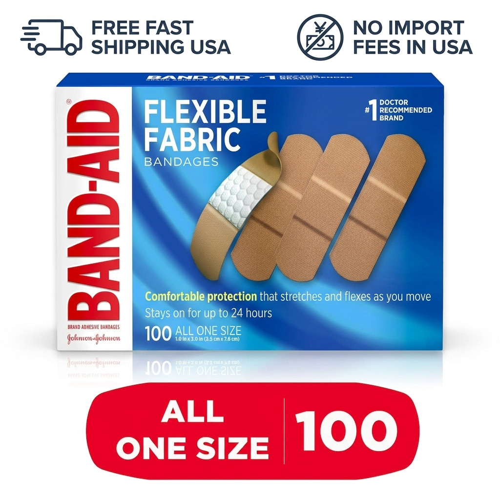 Band-Aid Brand Flexible Fabric Sterile Adhesive Bandages, Comfortable 100 Count.