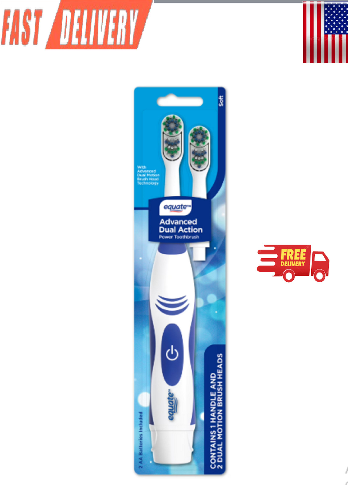 Advanced Dual Action Battery-Powered Electric Toothbrush with 2 Replacemet Head