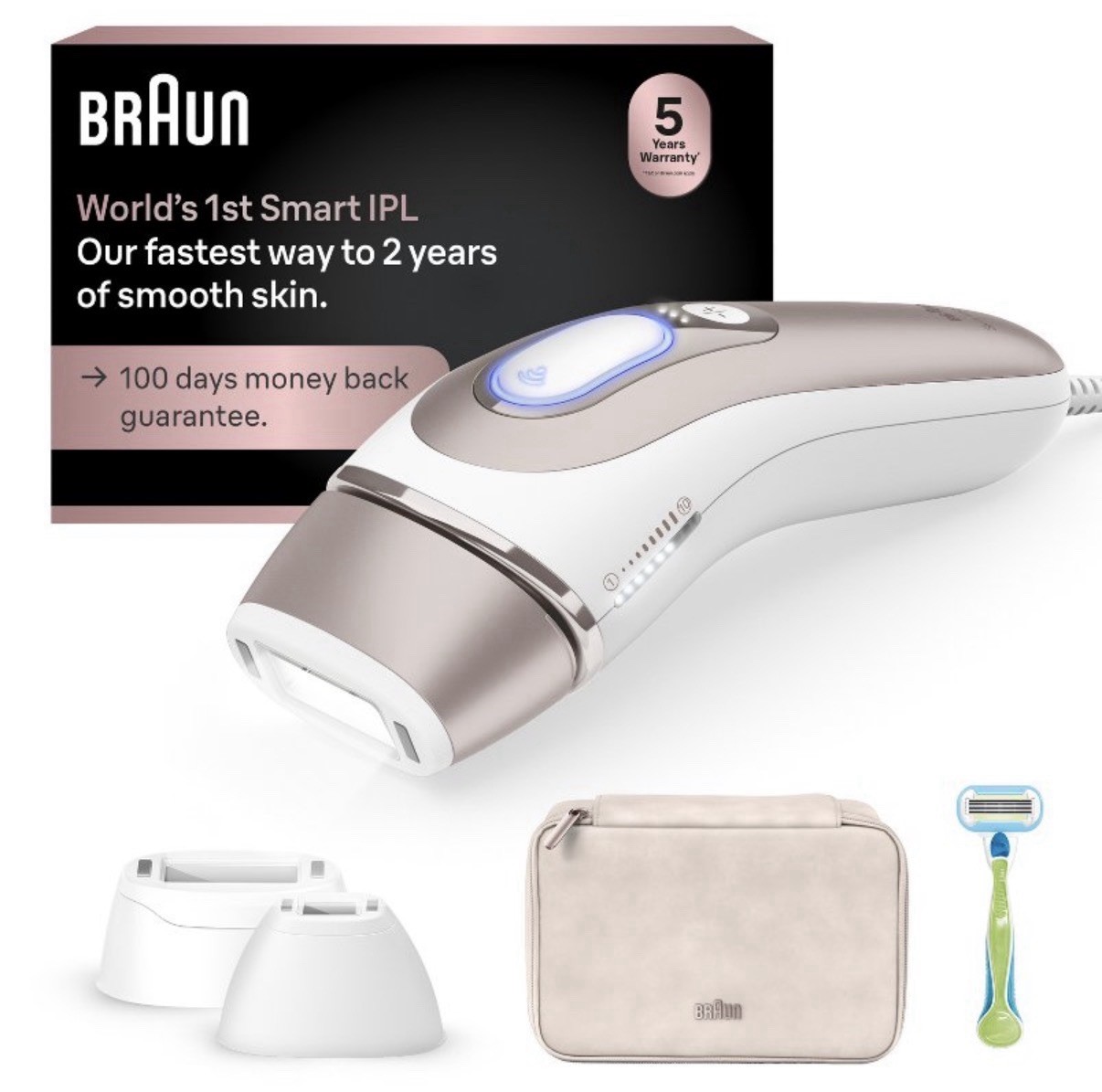 Braun Skin i-Expert IPL Hair Removal System PL7243 Open Box 3 Heads Pouch
