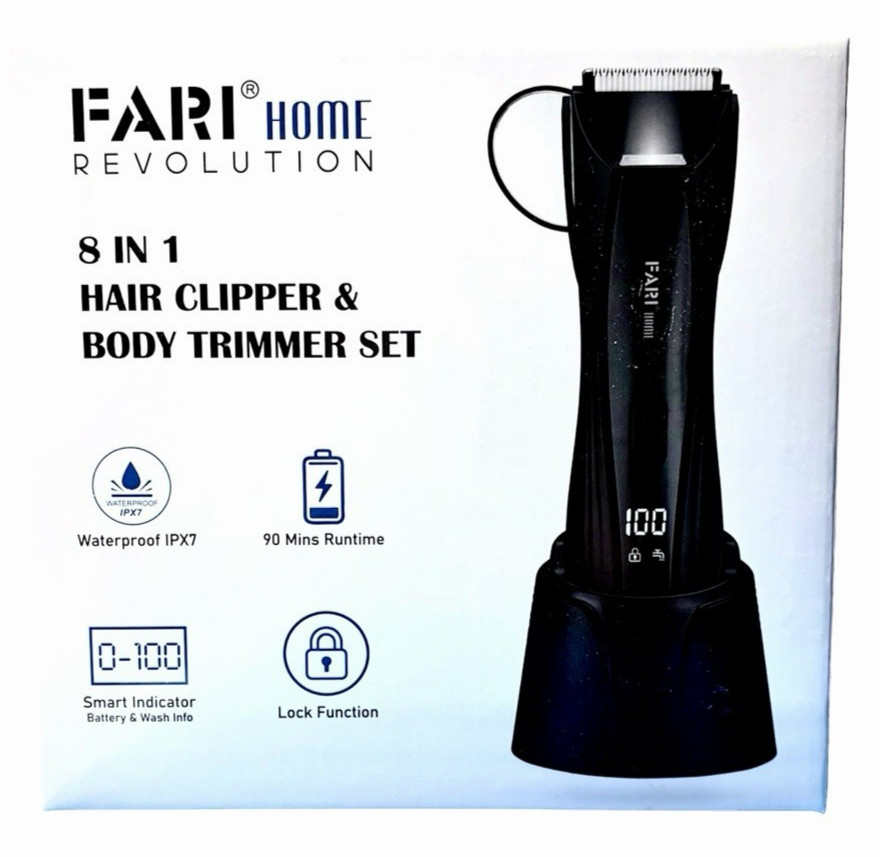 FARI Men’s Body & Beard Hair Trimmer – 8‑in‑1 Manscaping Electric Shaver