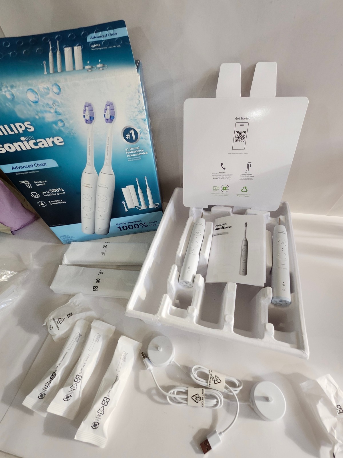Philips Sonicare Advanced Clean Rechargeable Electric Toothbrush 2 Pack