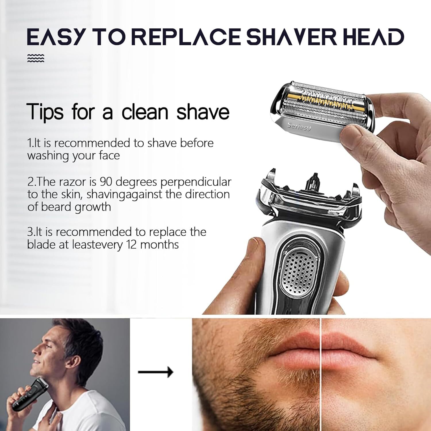 Series 9 94M Razor,Electric Shaver Head Compatible for Braun Series 9 Pro Shaver